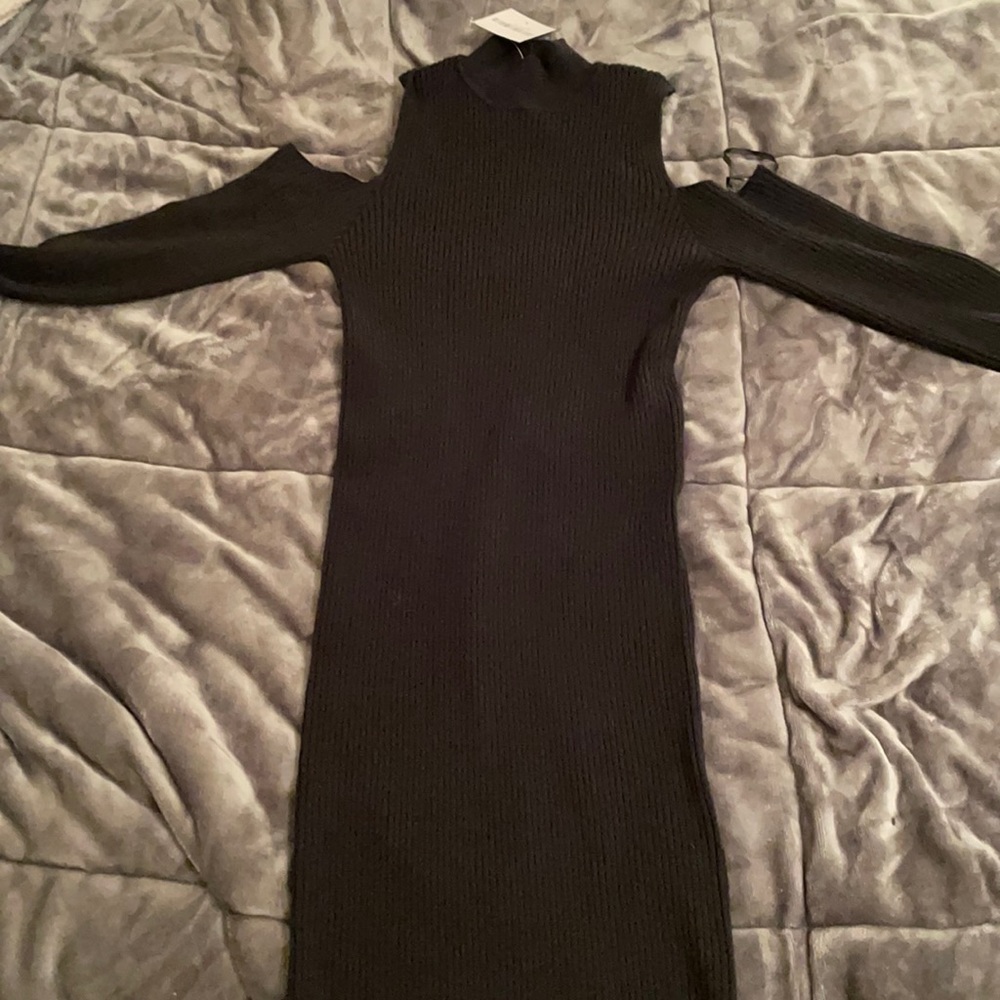 Turtleneck black sweater dress